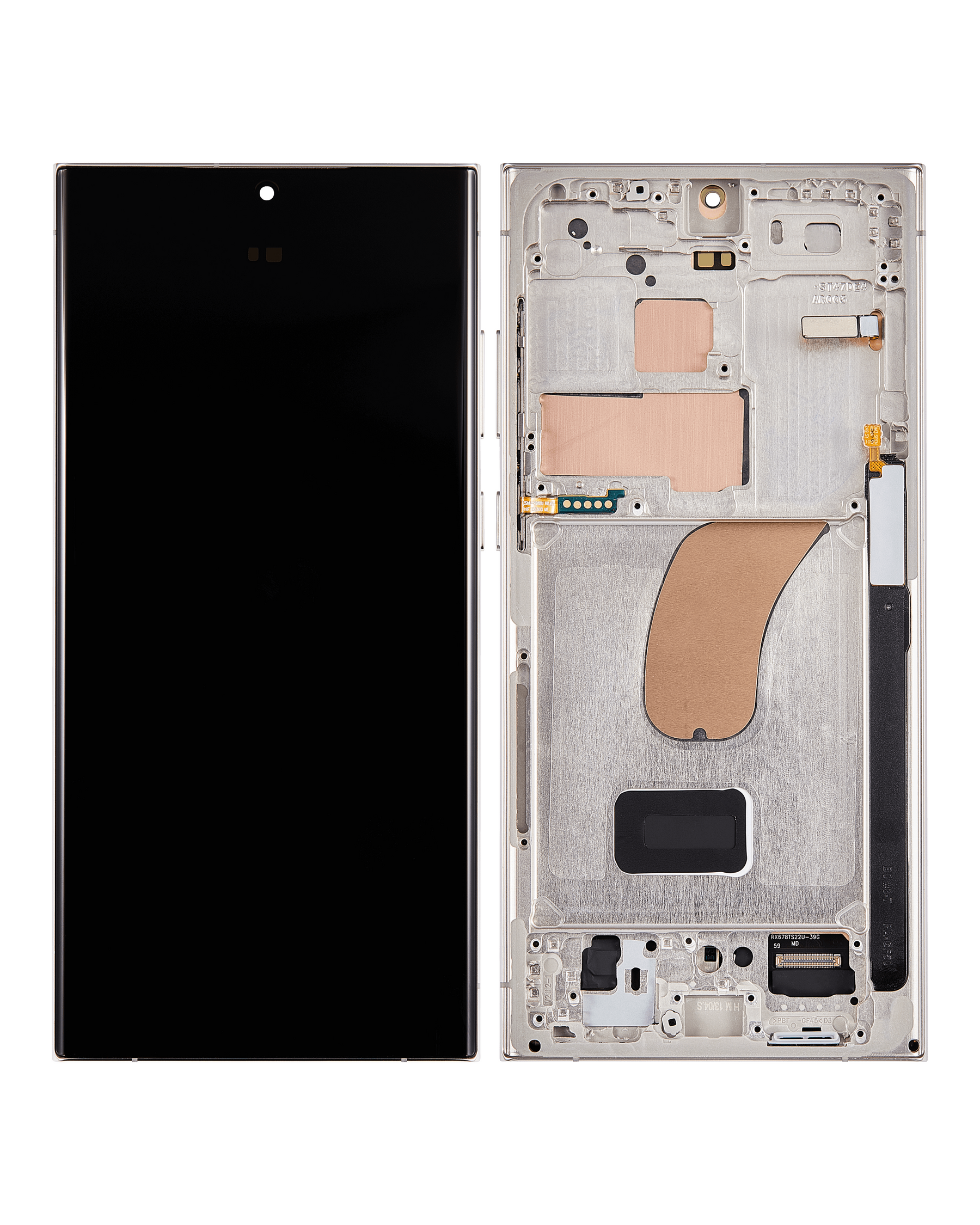 Replacement OLED Assembly With Frame Compatible For Samsung Galaxy S23 Ultra 5G (US & International) (Used OEM Pull: Grade B/C) (Cream)