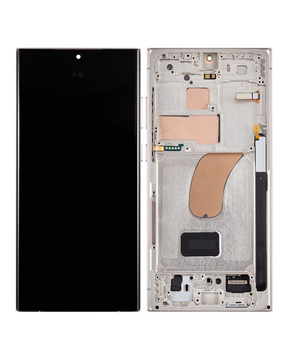 Replacement OLED Assembly With Frame Compatible For Samsung Galaxy S23 Ultra 5G (US & International) (Used OEM Pull: Grade B/C) (Cream)