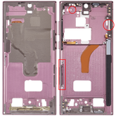 Mid-Frame Housing Compatible For Samsung Galaxy S22 Ultra 5G Replacement (US & International Version) (Burgundy)