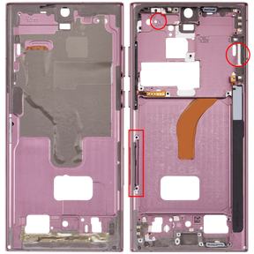 Mid-Frame Housing Compatible For Samsung Galaxy S22 Ultra 5G Replacement (US & International Version) (Burgundy)