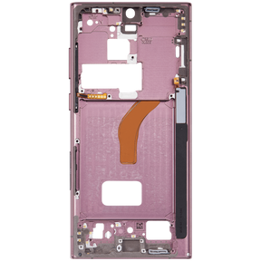 Mid-Frame Housing Compatible For Samsung Galaxy S22 Ultra 5G Replacement (US & International Version) (Burgundy)