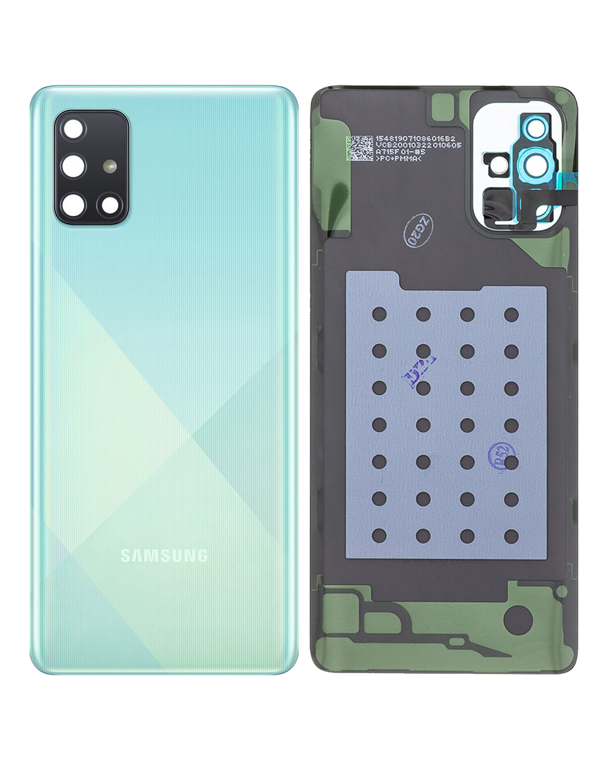 Replacement Back Cover Glass With Camera Lens Compatible For Samsung Galaxy A71 (A715 / 2020) (Service Pack) (Prism Crush Blue)