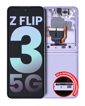 Inner OLED Assembly With Frame Compatible For Samsung Galaxy Z Flip 3 5G Replacement (US & International) (Service Pack) (Lavender)