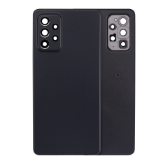 Replacement Back Cover Glass With Camera Lens Compatible For Samsung Galaxy A72 (A725 / 2021) (Service Pack) (Black)