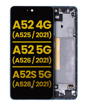 Replacement OLED Assembly With Frame Compatible For Samsung Galaxy A52 4G by Macfactory.in(A525 / 2021) / A52 5G (A526 / 2021) / A52S 5G (A528 / 2021) (Refurbished) (Awesome Blue)