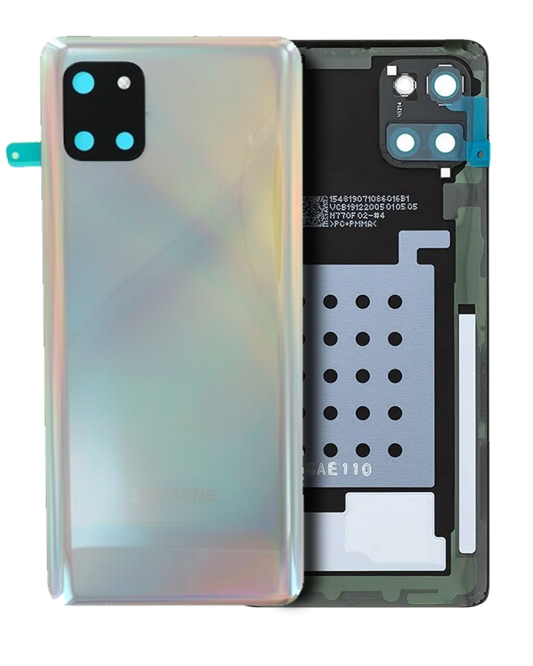 Replacement Back Cover Glass With Camera Lens Compatible For Samsung Galaxy Note 10 Lite (Service Pack) (Aura Glow)