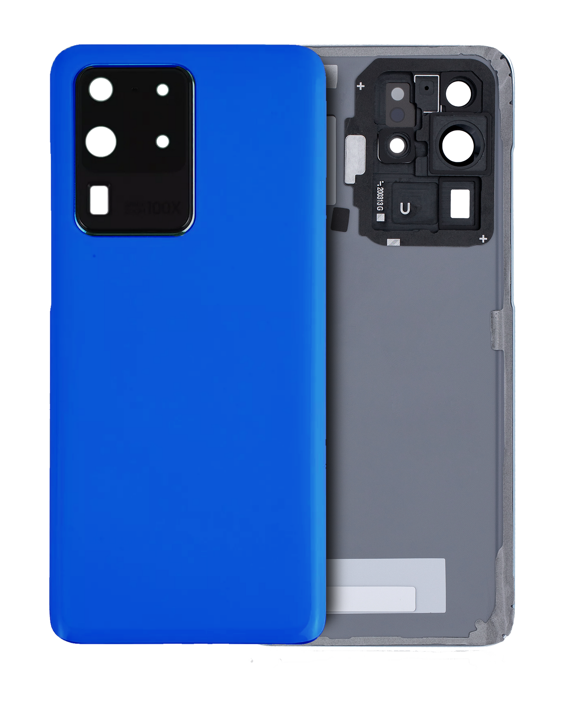Replacement Back Cover Glass With Camera Lens Compatible For Samsung Galaxy S20 Ultra (No Logo) (Vemake) (Aura Blue)