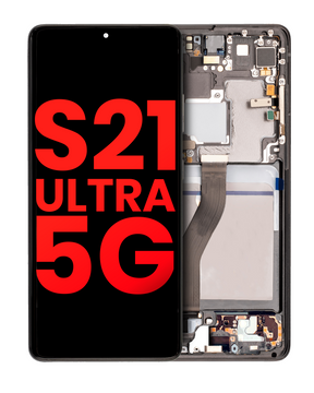 OLED Assembly With Frame Compatible For Samsung Galaxy S21 Ultra 5G Replacement By Macfactory.Store (Vemake) (Phantom Black)