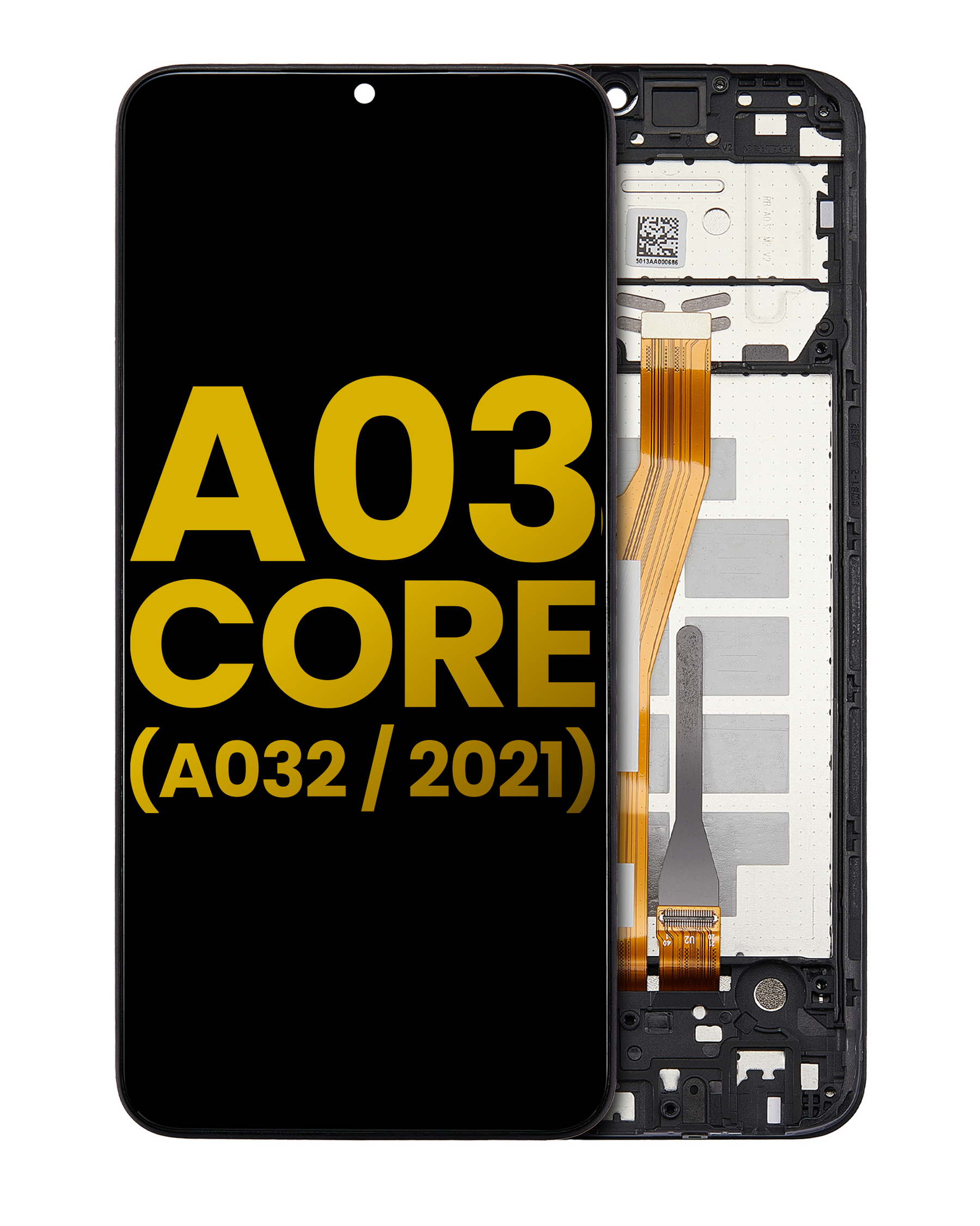 LCD Assembly With Frame Compatible For Samsung Galaxy A03 Core (A032 / 2021) (Refurbished) (Black)
