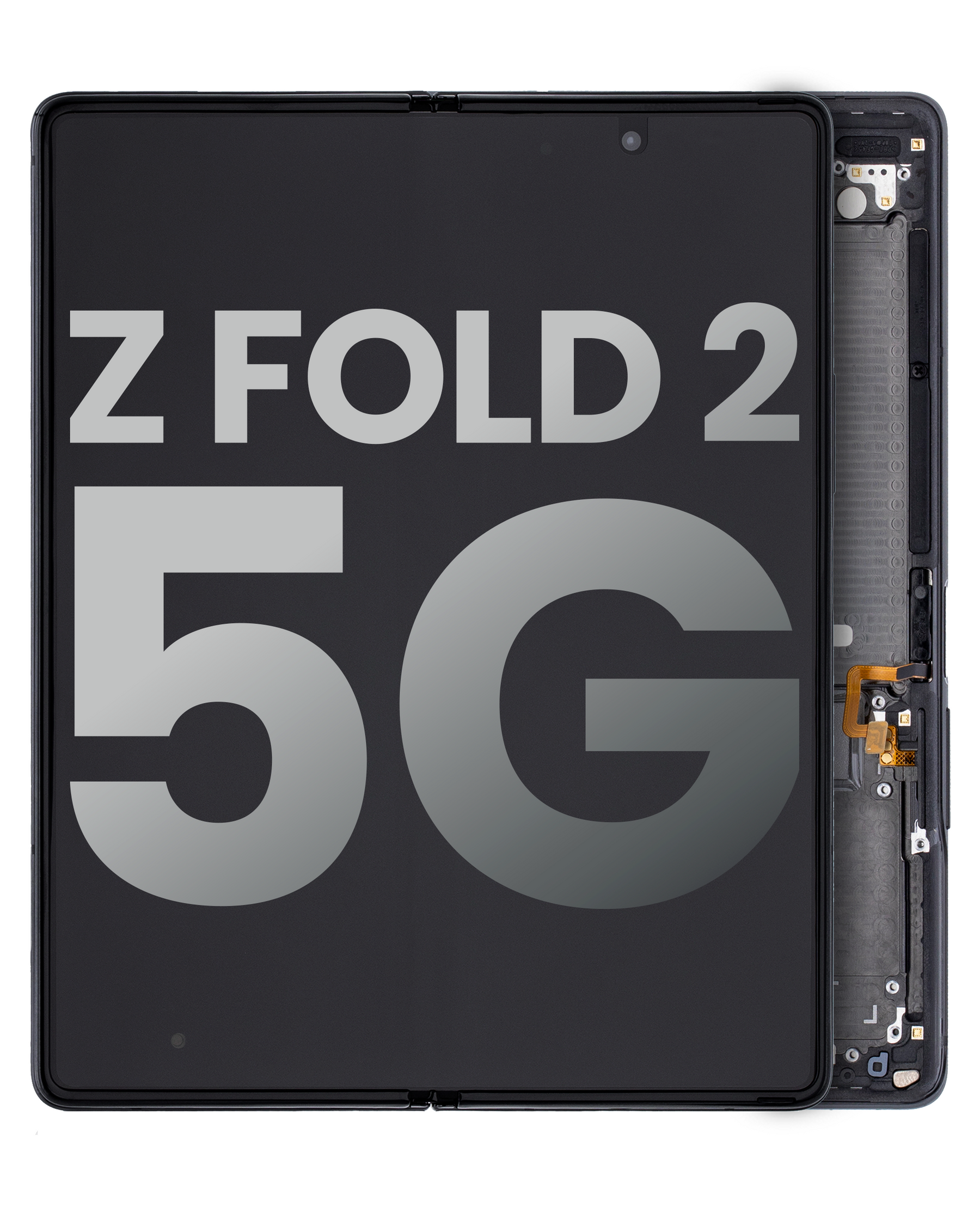 Replacement Inner OLED Assembly With Frame Compatible For Samsung Galaxy Z Fold 2 5G (Used OEM Pull: Grade B/C) (US & International) (Mystic Black)