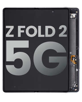 Replacement Inner OLED Assembly With Frame Compatible For Samsung Galaxy Z Fold 2 5G (Used OEM Pull: Grade B/C) (US & International) (Mystic Black)