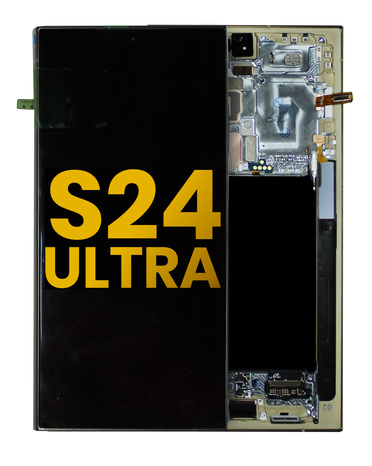 OLED Assembly With Frame Compatible For Samsung Galaxy S24 Ultra Replacement (Refurbished)(Titanium Yellow)