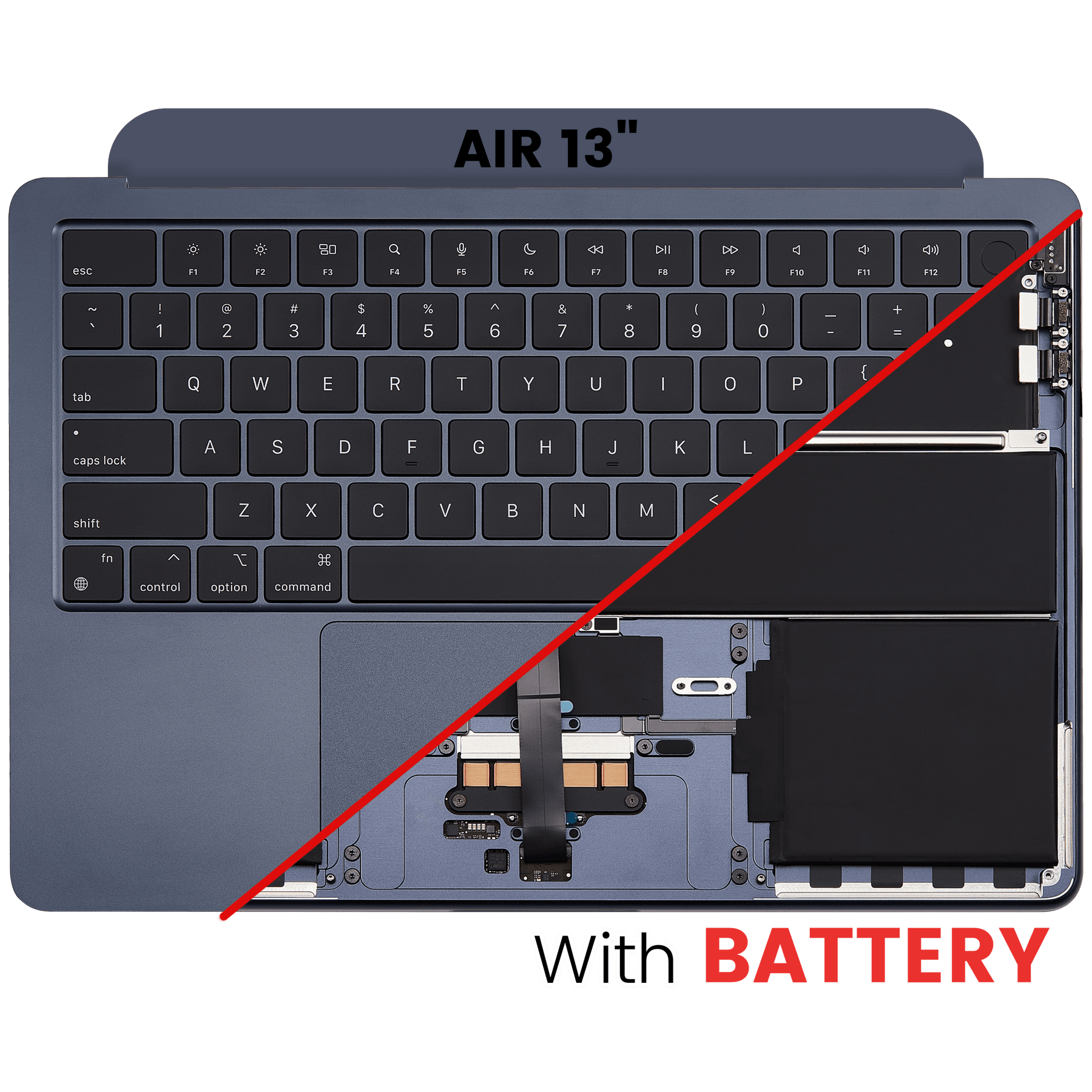 Top Case Assembly With Battery And Keyboard Compatible For MacBook Air 13" (A2681 / Mid 2022) (US Keyboard) (Midnight)