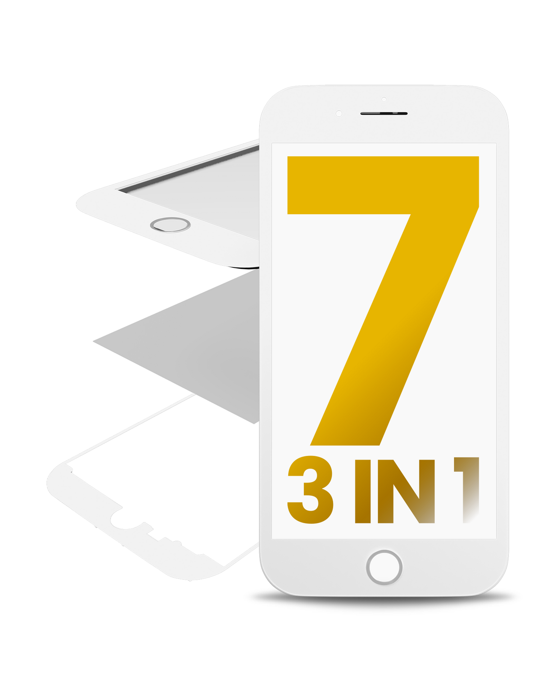 3 in 1 (Glass With OCA Pre-Installed + Frame) Compatible For iPhone 7 (OCA Master) (2 Pack) (White)