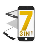 3 in 1 (Glass With OCA Pre-Installed + Frame) Compatible For iPhone 7 (OCA Master) (2 Pack) (Black)