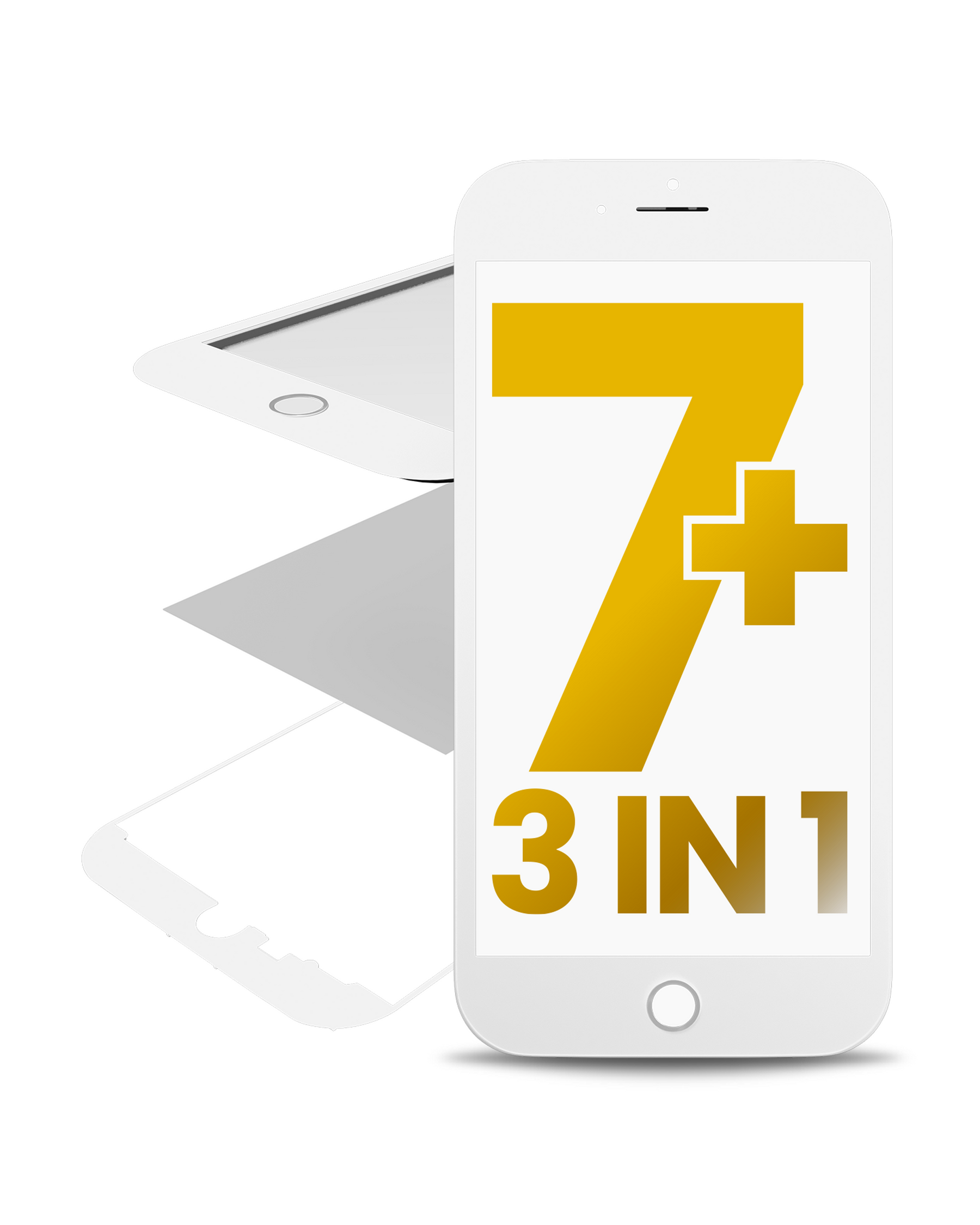 3 in 1 (Glass With OCA Pre-Installed + Frame) Compatible For iPhone 7 Plus (OCA Master) (2 Pack) (White)