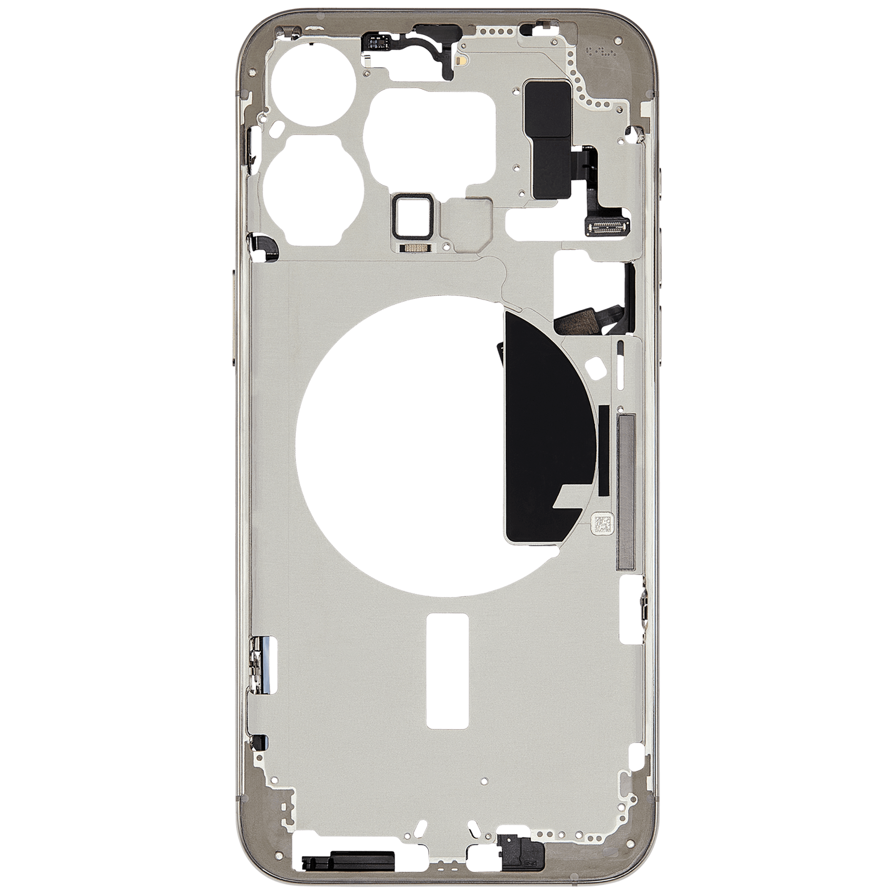 Mid-Frame Housing With Power And Volume Button Compatible For iPhone 15 Pro Max (International Version) (Used OEM Pull: Grade A) (Natural Titanium)