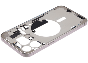 Mid-Frame Housing With Power And Volume Button Compatible For iPhone 15 Pro Max (International Version) (Used OEM Pull: Grade A) (Natural Titanium)