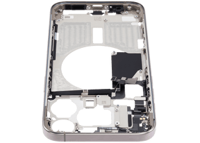 Mid-Frame Housing With Power And Volume Button Compatible For iPhone 15 Pro Max (International Version) (Used OEM Pull: Grade A) (Natural Titanium)