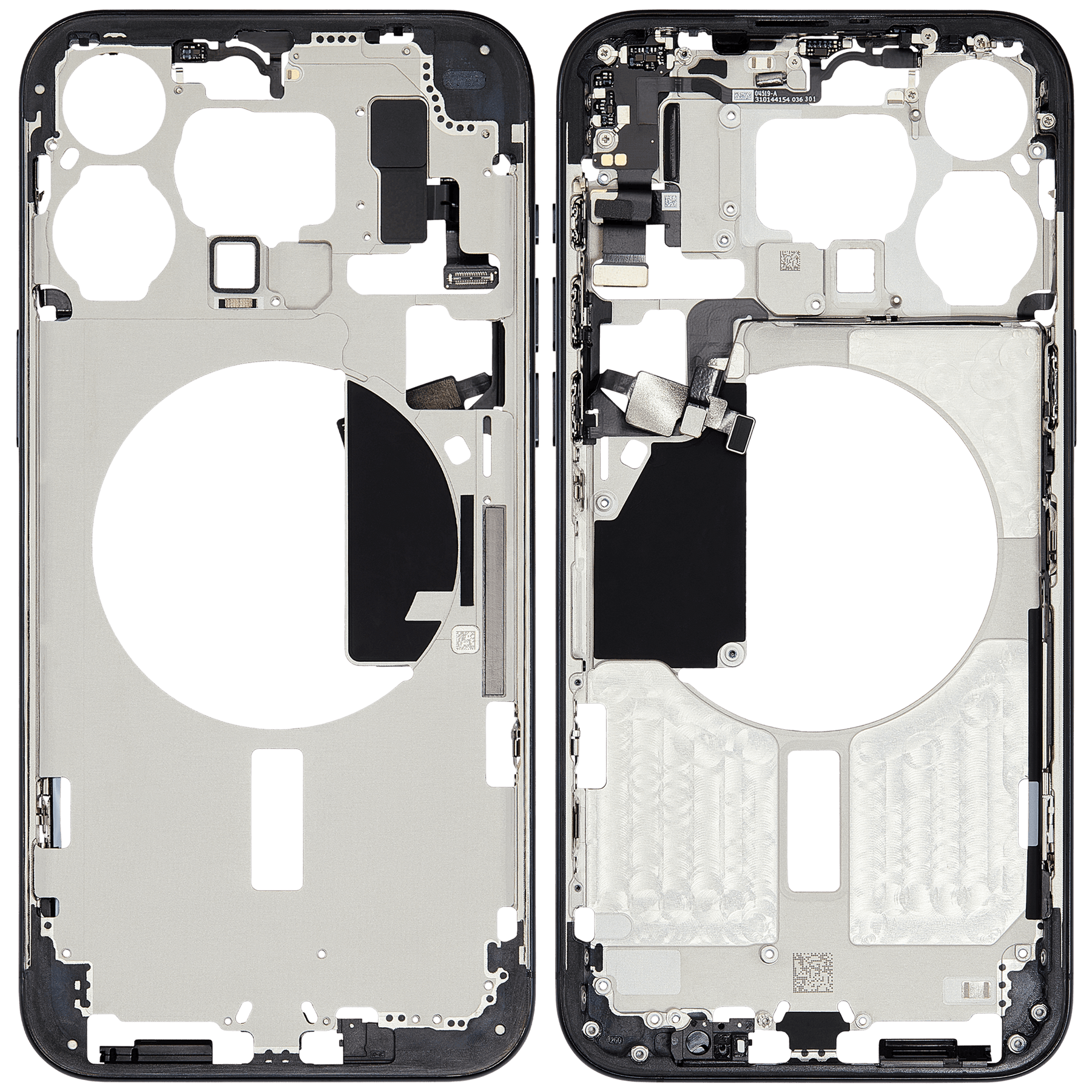 Mid-Frame Housing With Power And Volume Button Compatible For iPhone 15 Pro Max (International Version) (Used OEM Pull: Grade A) (Blue Titanium)