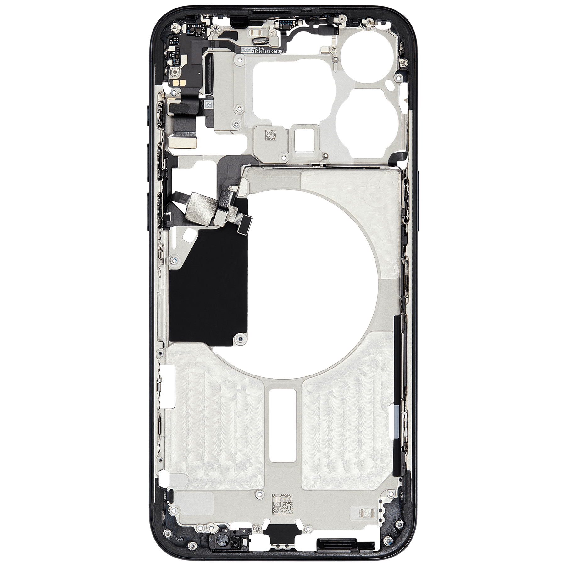 Mid-Frame Housing With Power And Volume Button Compatible For iPhone 15 Pro Max (International Version) (Used OEM Pull: Grade A) (Blue Titanium)