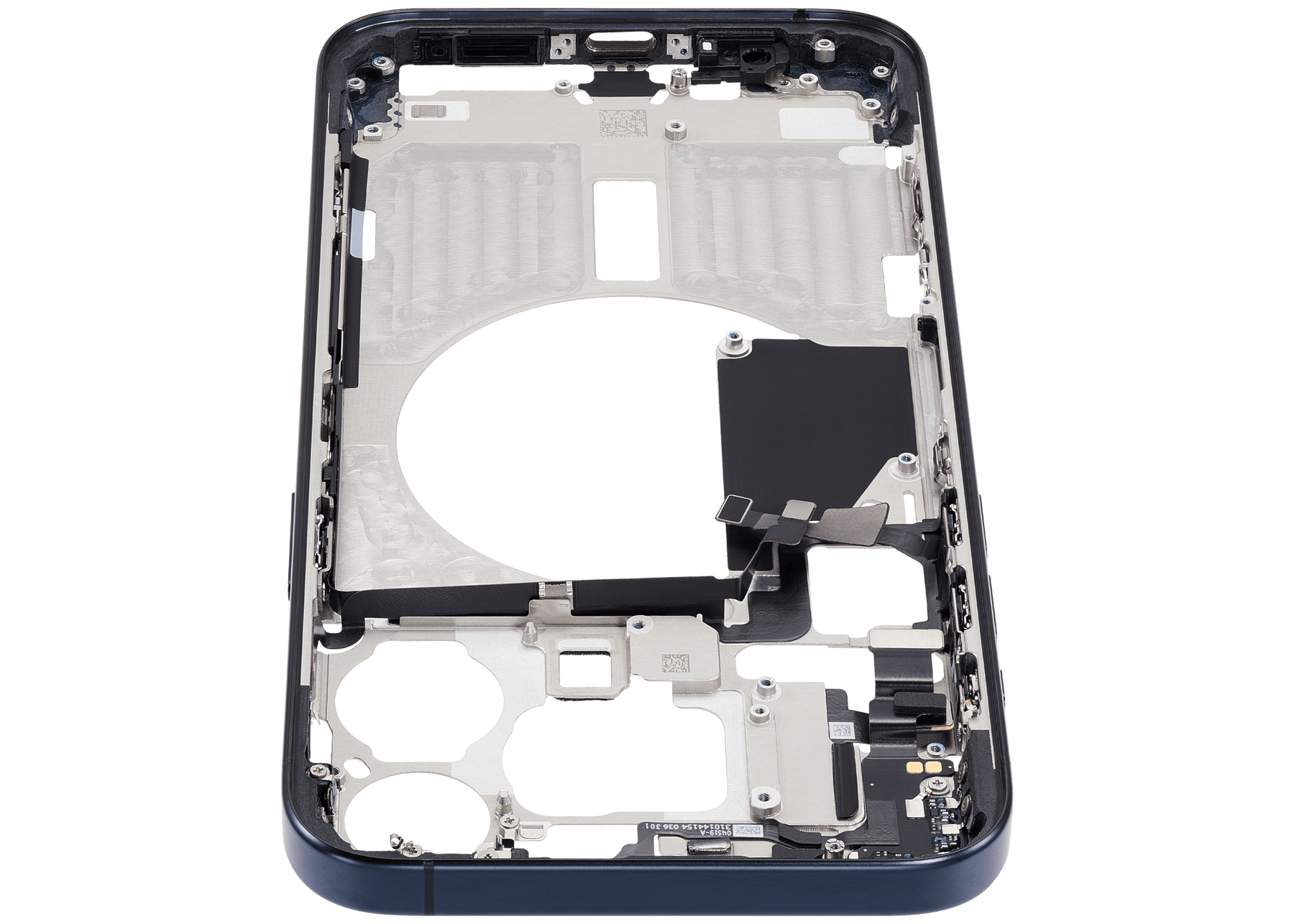 Mid-Frame Housing With Power And Volume Button Compatible For iPhone 15 Pro Max (International Version) (Used OEM Pull: Grade A) (Blue Titanium)