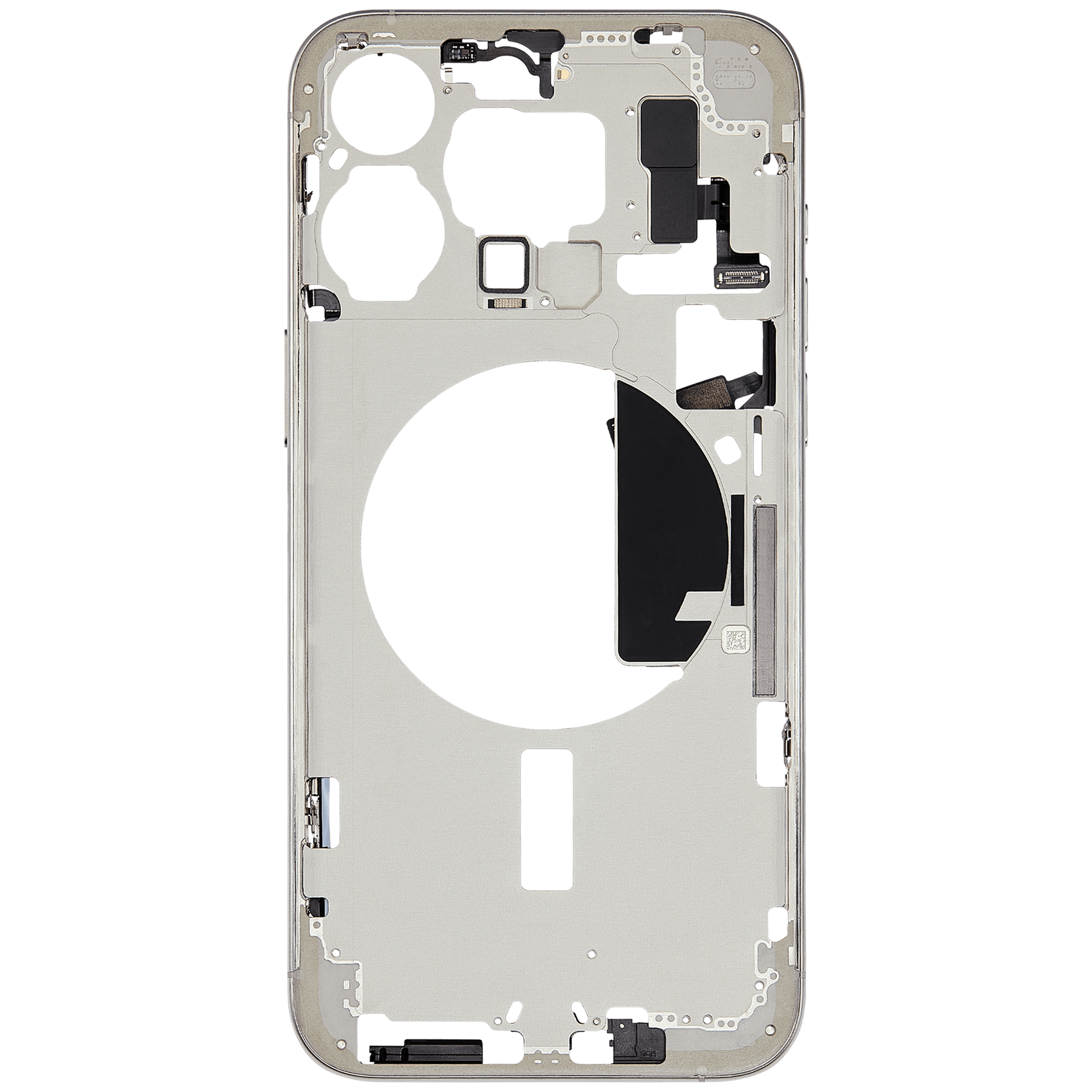 Mid-Frame Housing With Power And Volume Button Compatible For iPhone 15 Pro Max (International Version) (Used OEM Pull: Grade A) (White Titanium)
