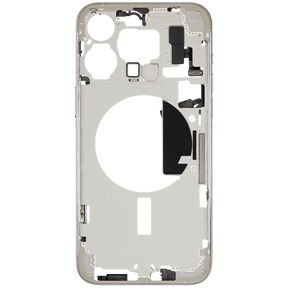 Mid-Frame Housing With Power And Volume Button Compatible For iPhone 15 Pro Max (International Version) (Used OEM Pull: Grade A) (White Titanium)