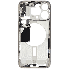 Mid-Frame Housing With Power And Volume Button Compatible For iPhone 15 Pro Max (International Version) (Used OEM Pull: Grade A) (White Titanium)