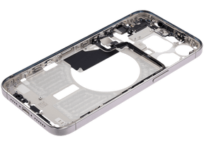 Mid-Frame Housing With Power And Volume Button Compatible For iPhone 15 Pro Max (International Version) (Used OEM Pull: Grade A) (White Titanium)