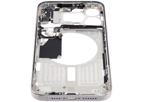 Mid-Frame Housing With Power And Volume Button Compatible For iPhone 15 Pro Max (International Version) (Used OEM Pull: Grade A) (White Titanium)