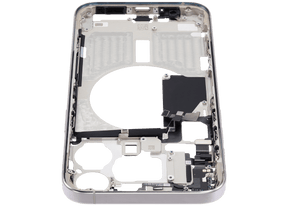 Mid-Frame Housing With Power And Volume Button Compatible For iPhone 15 Pro Max (International Version) (Used OEM Pull: Grade A) (White Titanium)