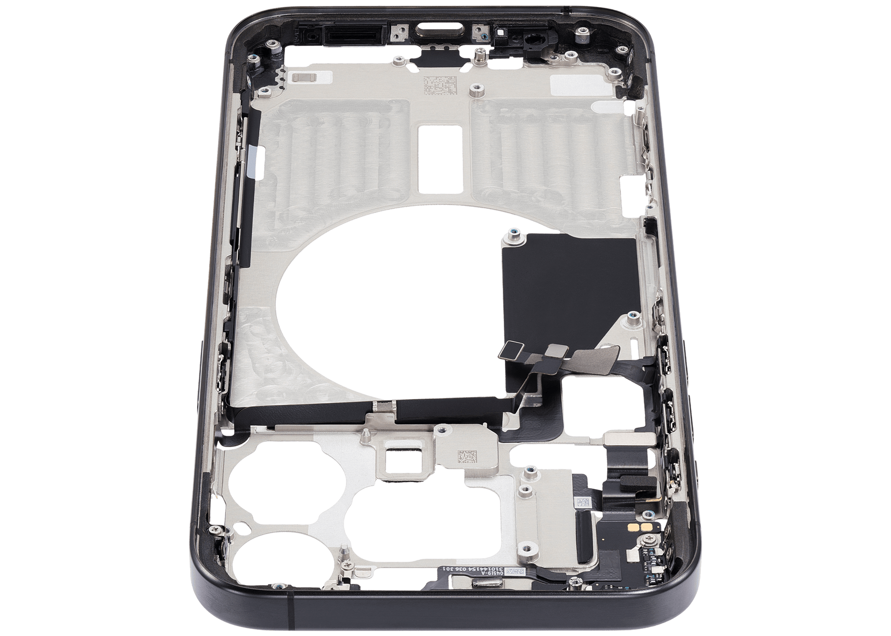 Mid-Frame Housing With Power And Volume Button Compatible For iPhone 15 Pro Max (International Version) (Used OEM Pull: Grade A) (Black Titanium)