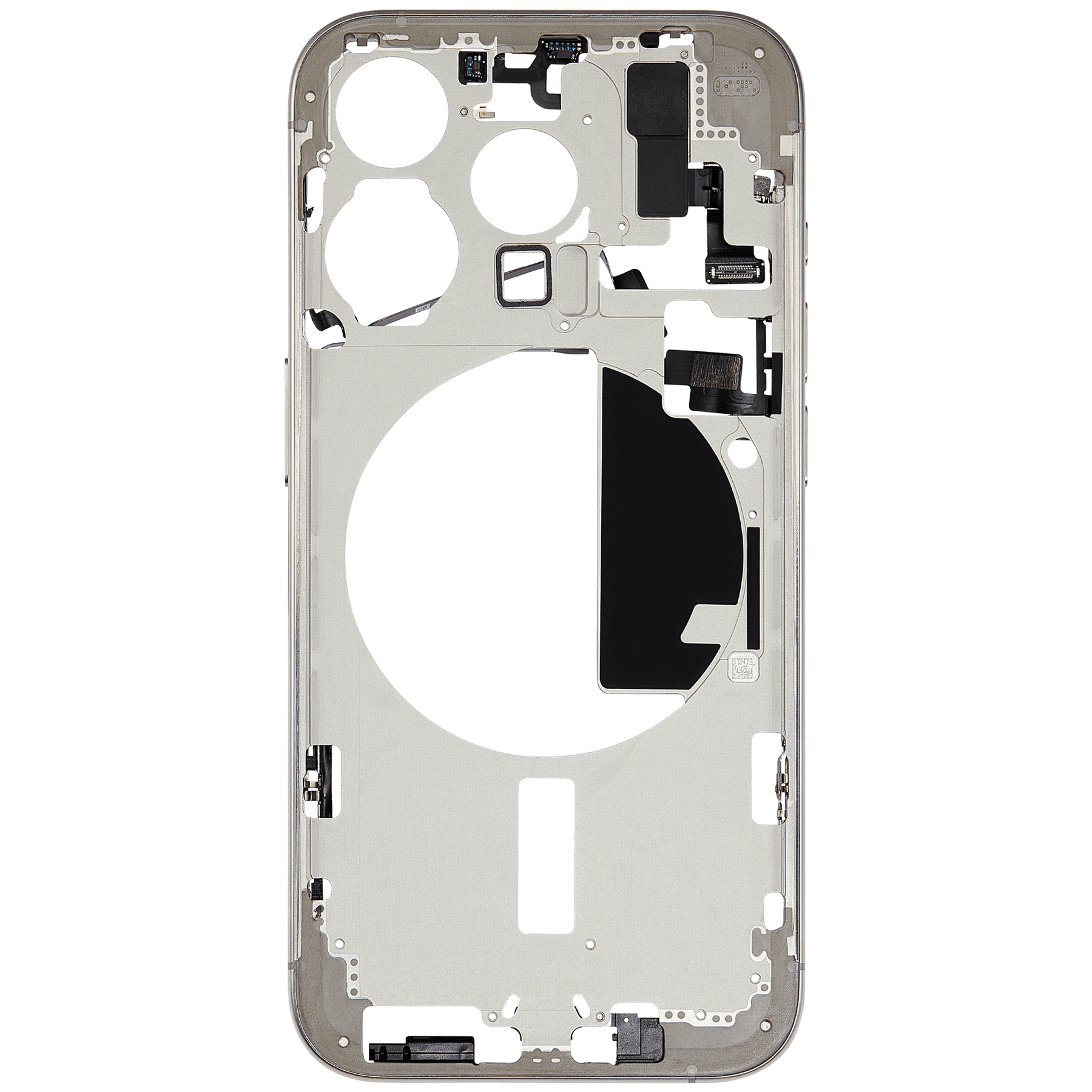 Mid-Frame Housing With Power And Volume Button Compatible For iPhone 15 Pro (International Version) (Used OEM Pull: Grade A) (Natural Titanium)