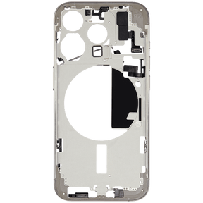 Mid-Frame Housing With Power And Volume Button Compatible For iPhone 15 Pro (International Version) (Used OEM Pull: Grade A) (Natural Titanium)