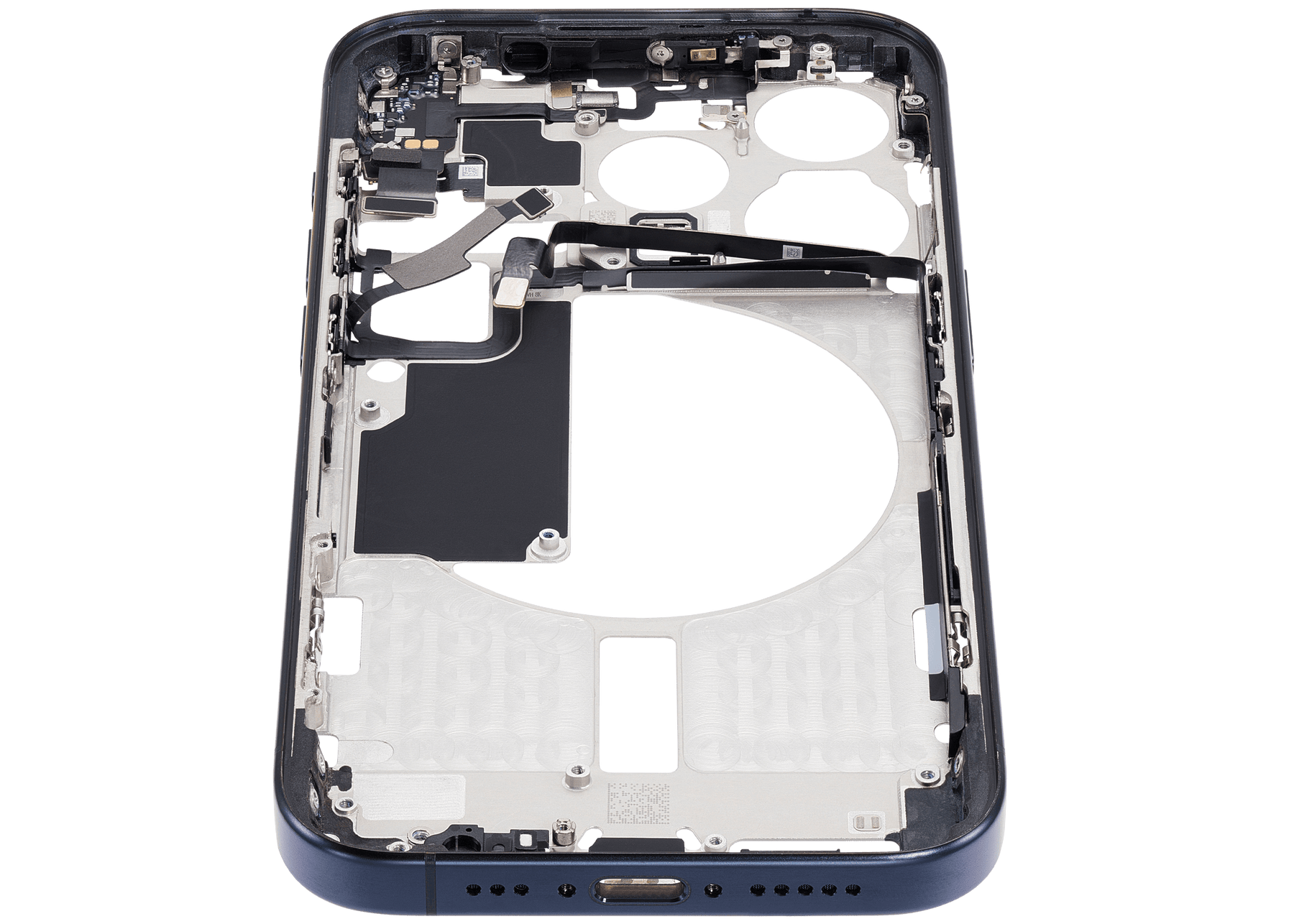 Mid-Frame Housing With Power And Volume Button Compatible For iPhone 15 Pro (International Version) (Used OEM Pull: Grade A) (Blue Titanium)