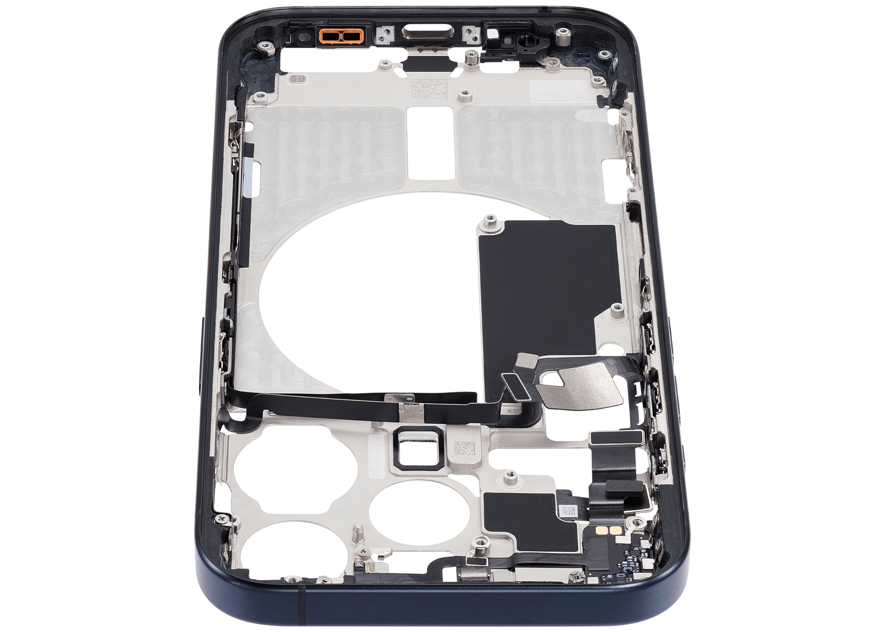 Mid-Frame Housing With Power And Volume Button Compatible For iPhone 15 Pro (International Version) (Used OEM Pull: Grade A) (Blue Titanium)