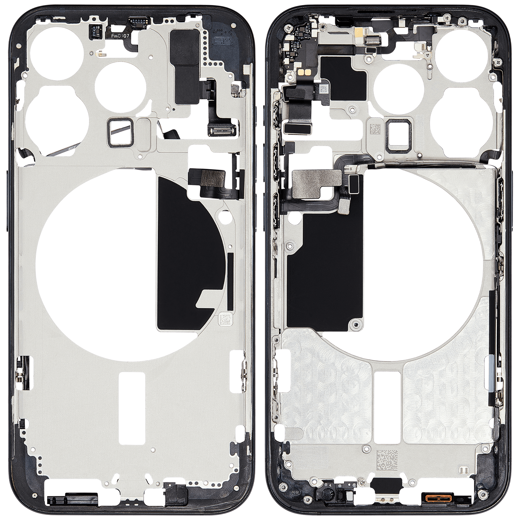 Mid-Frame Housing With Power And Volume Button Compatible For iPhone 15 Pro (International Version) (Used OEM Pull: Grade A) (Blue Titanium)