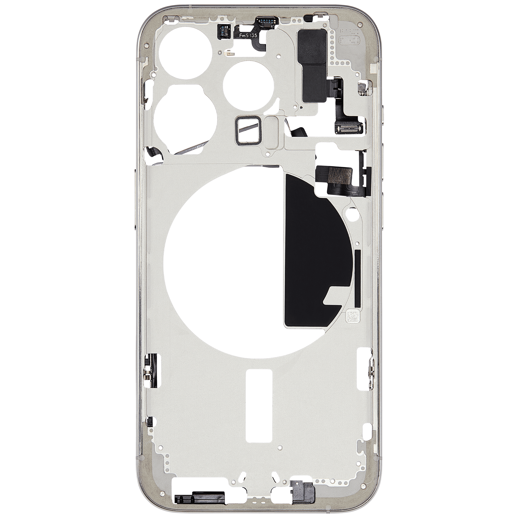 Mid-Frame Housing With Power And Volume Button Compatible For iPhone 15 Pro (International Version) (Used OEM Pull: Grade A) (White Titanium)