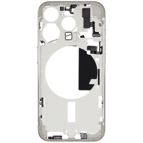 Mid-Frame Housing With Power And Volume Button Compatible For iPhone 15 Pro (International Version) (Used OEM Pull: Grade A) (White Titanium)