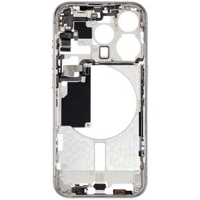 Mid-Frame Housing With Power And Volume Button Compatible For iPhone 15 Pro (International Version) (Used OEM Pull: Grade A) (White Titanium)