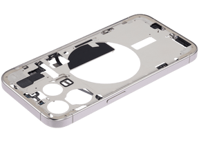 Mid-Frame Housing With Power And Volume Button Compatible For iPhone 15 Pro (International Version) (Used OEM Pull: Grade A) (White Titanium)