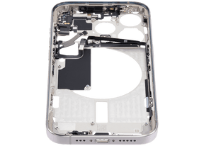 Mid-Frame Housing With Power And Volume Button Compatible For iPhone 15 Pro (International Version) (Used OEM Pull: Grade A) (White Titanium)