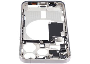 Mid-Frame Housing With Power And Volume Button Compatible For iPhone 15 Pro (International Version) (Used OEM Pull: Grade A) (White Titanium)