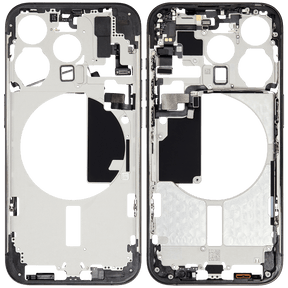 Mid-Frame Housing With Power And Volume Button Compatible For iPhone 15 Pro (International Version) (Used OEM Pull: Grade A) (Black Titanium)
