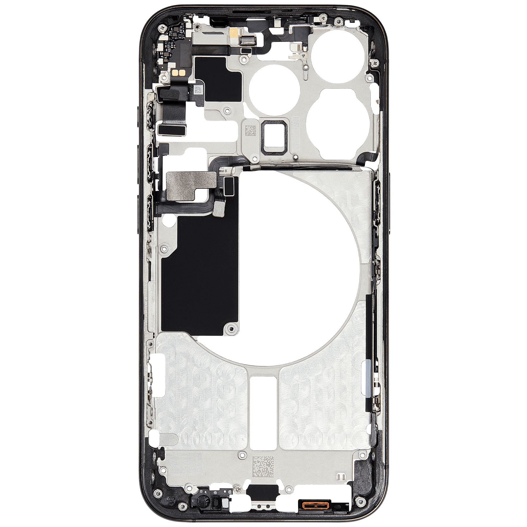 Mid-Frame Housing With Power And Volume Button Compatible For iPhone 15 Pro (International Version) (Used OEM Pull: Grade A) (Black Titanium)