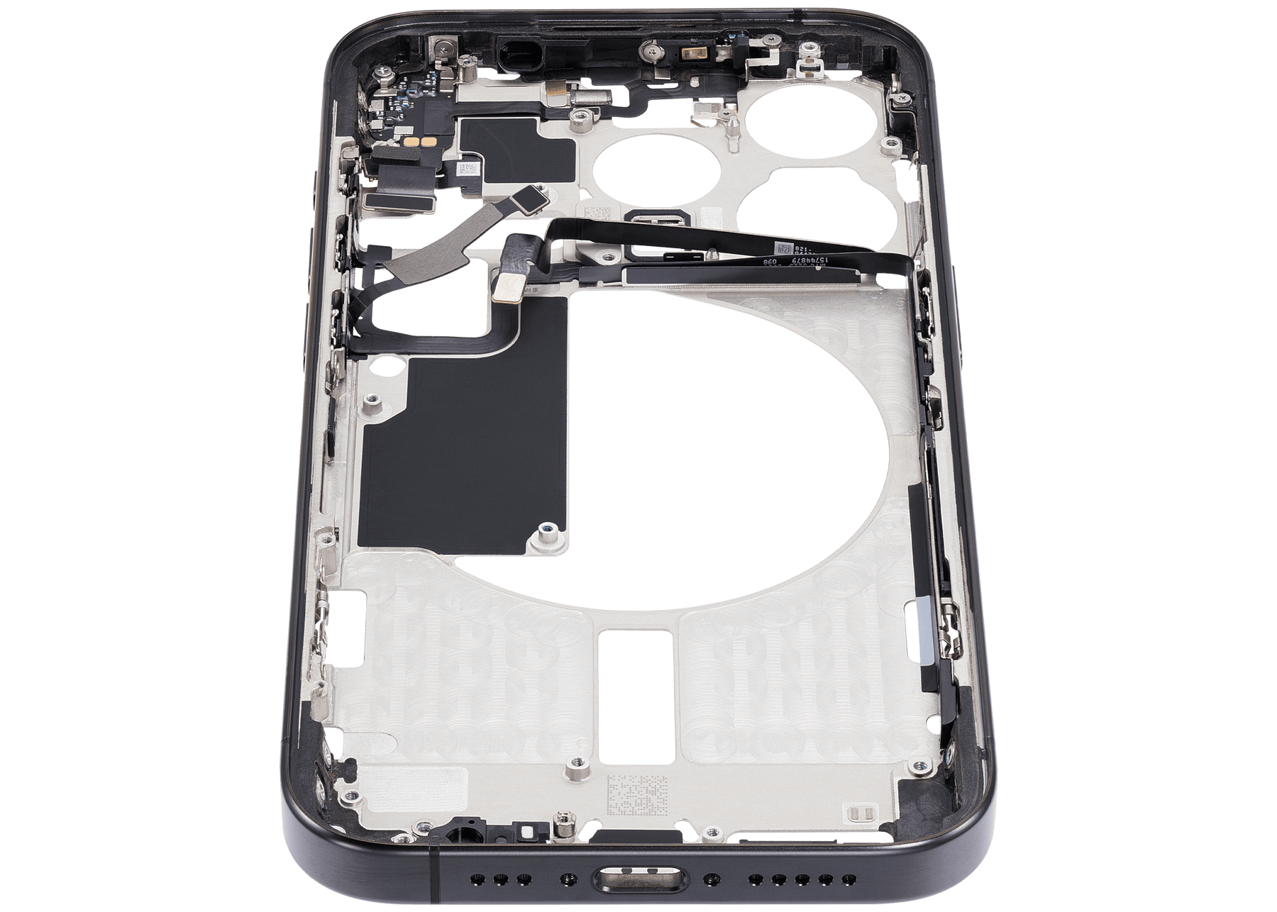 Mid-Frame Housing With Power And Volume Button Compatible For iPhone 15 Pro (International Version) (Used OEM Pull: Grade A) (Black Titanium)