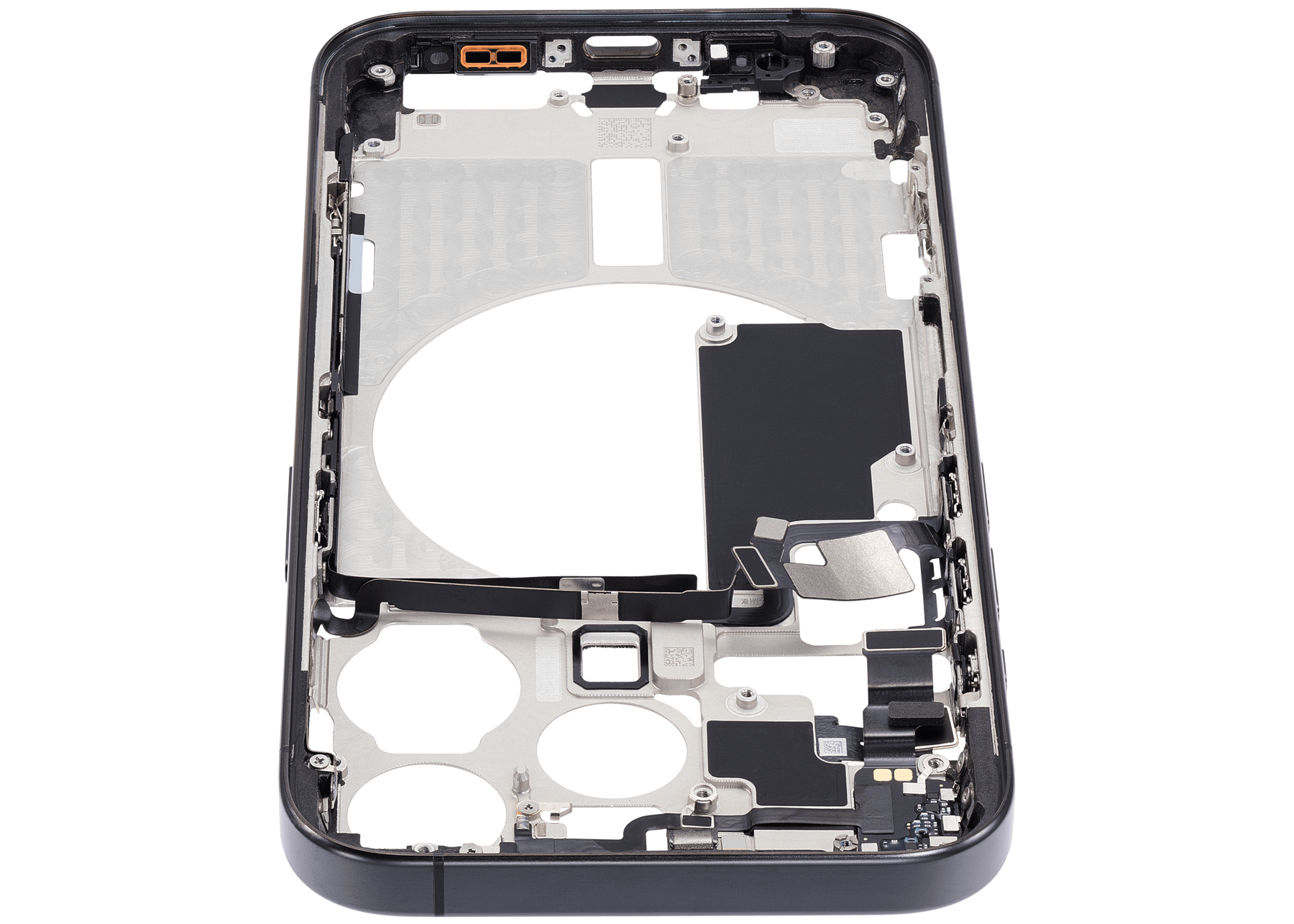 Mid-Frame Housing With Power And Volume Button Compatible For iPhone 15 Pro (International Version) (Used OEM Pull: Grade A) (Black Titanium)