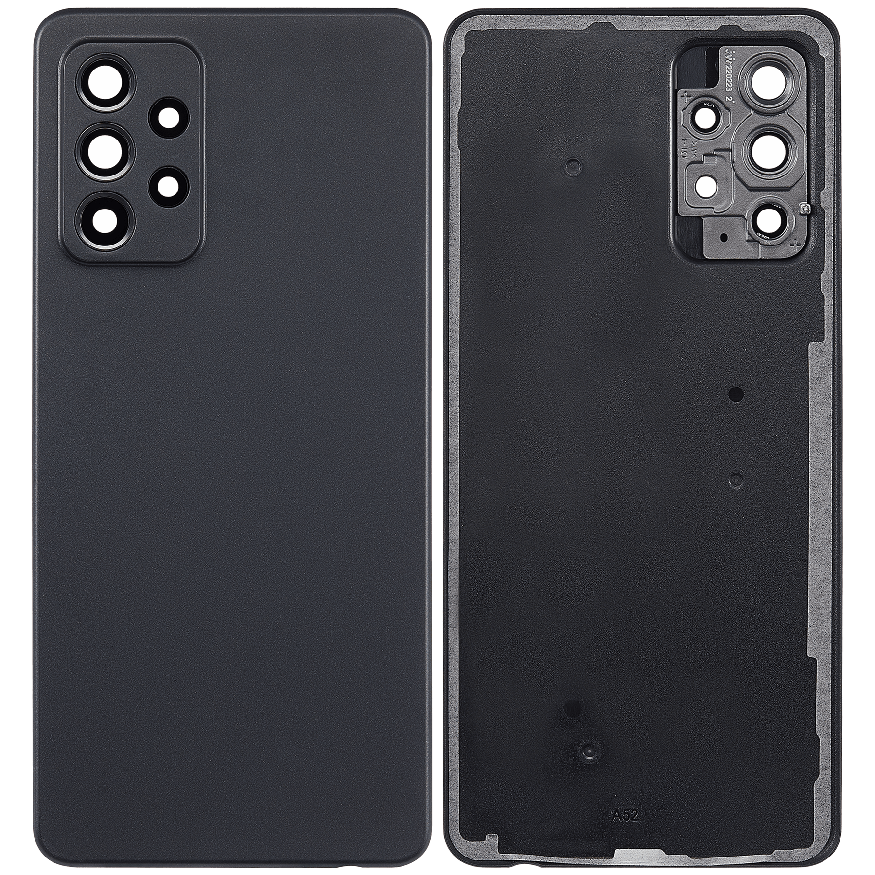 Replacement Back Cover Glass With Camera Lens Compatible For Samsung Galaxy A52 4G (A525 / 2021) (Vemake) (Black)