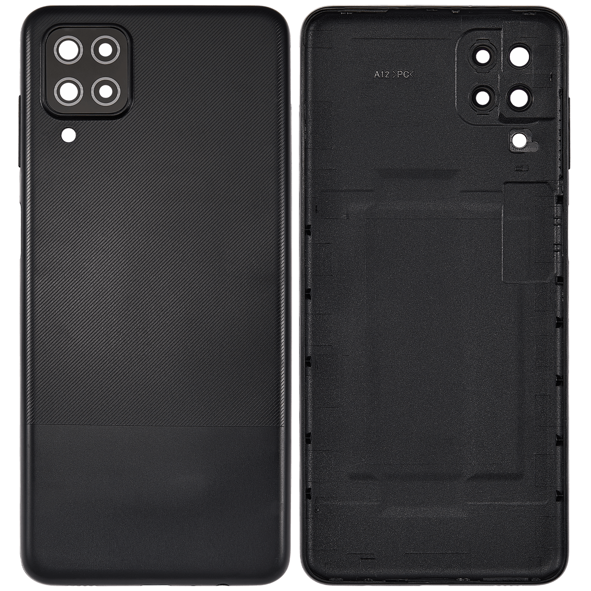 Back Cover Glass With Camera Lens Compatible For Samsung Galaxy A12 (A125 / 2020) (Vemake) (Black)